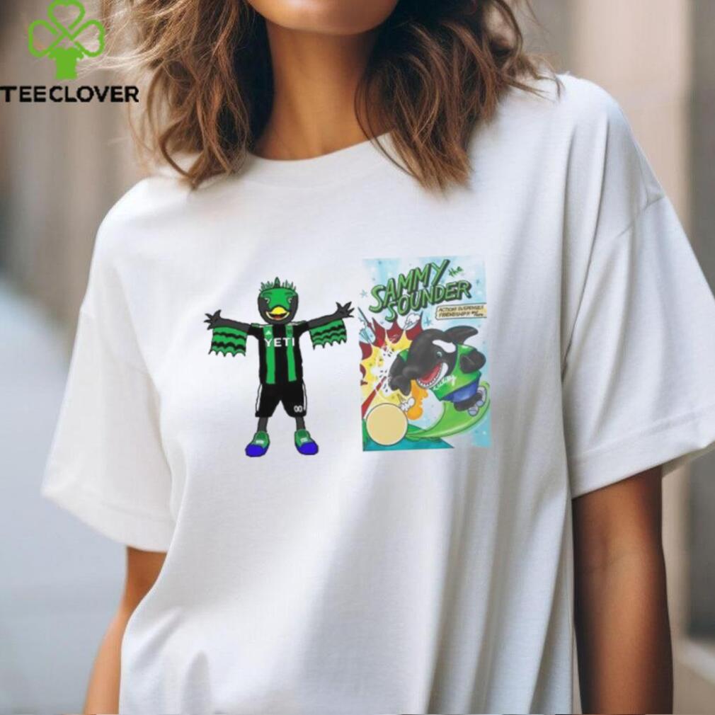Seattle Sounders VS Austin MLS 2024 mascot cartoon soccer shirt Seattle Sounders VS Austin MLS 2024 mascot cartoon soccer shirt