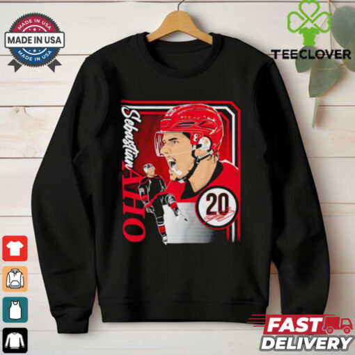 Sebastian Aho 20 Carolina Hurricanes Hockey collage frame signature shirt