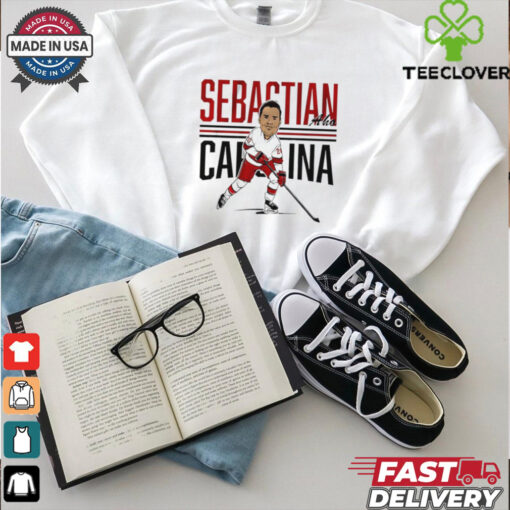 Sebastian Aho Carolina Hurricanes center ice caricature shirt