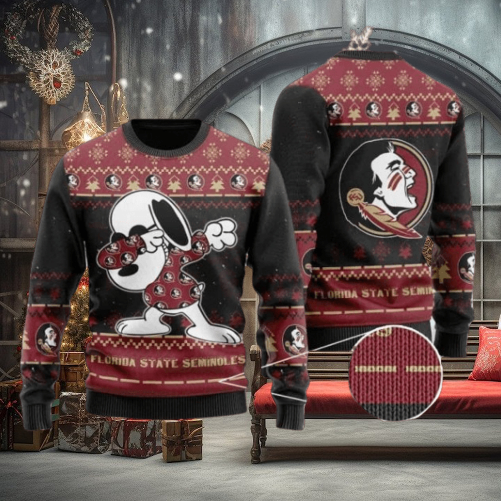 Seminoles Snoopy Dabbing Knitted Ugly Christmas Sweater Seminoles Snoopy Dabbing Knitted Ugly Christmas Sweater