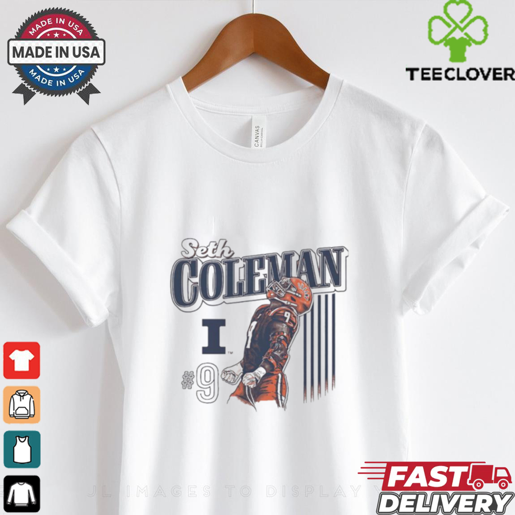 Seth Coleman #9 t shirt Illinois Fighting Illini Football for men Seth Coleman #9 t shirt Illinois Fighting Illini Football for men