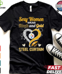 Sexy Women Wear Black And Gold Heart Steel Curtain Shirt 1 Sexy Women Wear Black And Gold Heart Steel Curtain Shirt