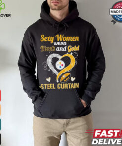 Sexy Women Wear Black And Gold Heart Steel Curtain Shirt 2 Sexy Women Wear Black And Gold Heart Steel Curtain Shirt