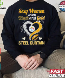 Sexy Women Wear Black And Gold Heart Steel Curtain Shirt 3 Sexy Women Wear Black And Gold Heart Steel Curtain Shirt