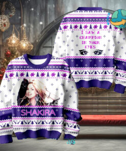 Shakira I Saw A Champions In Your Eyes Ugly Christmas Sweater
