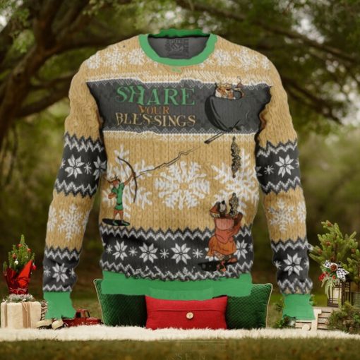 Share Your Blessings Robin Hood Disney 2024 Ugly Christmas Sweater Gift For Family