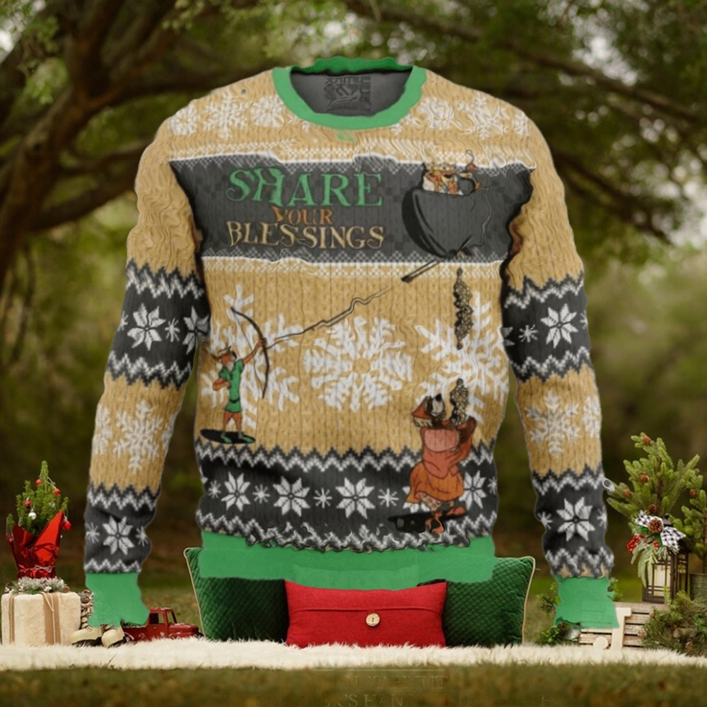 Share Your Blessings Robin Hood Disney 2024 Ugly Christmas Sweater Gift For Family Share Your Blessings Robin Hood Disney 2024 Ugly Christmas Sweater Gift For Family