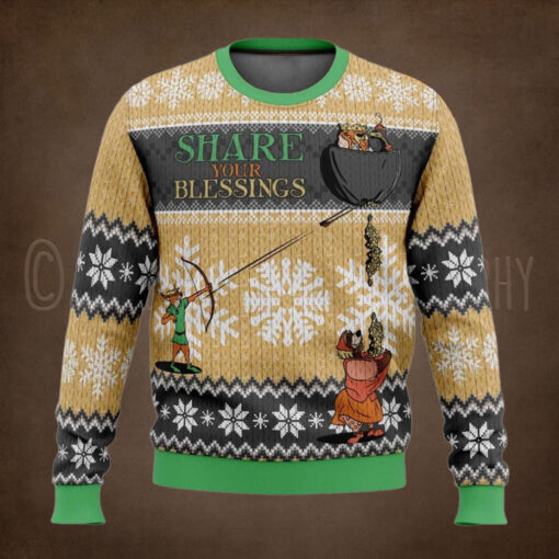 Share Your Blessings Robin Hood Ugly Christmas Sweater
