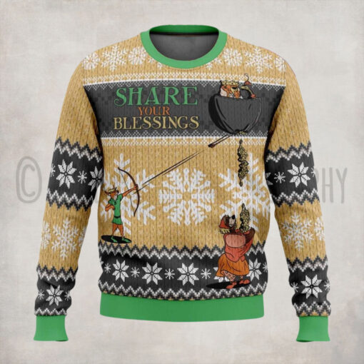 Share Your Blessings Robin Hood Ugly Christmas Sweater