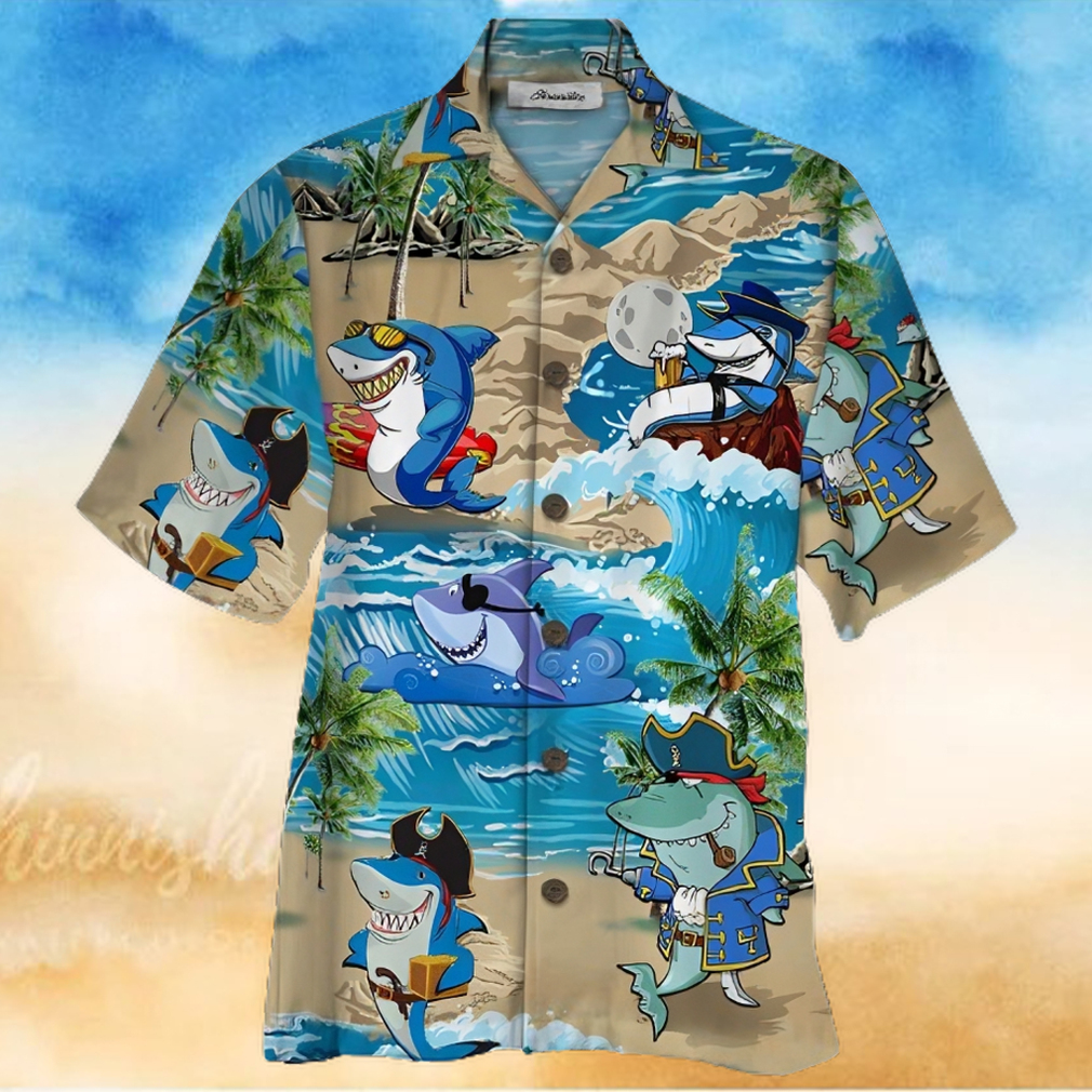 Shark Colorful Awesome Design Unisex Hawaiian Shirt