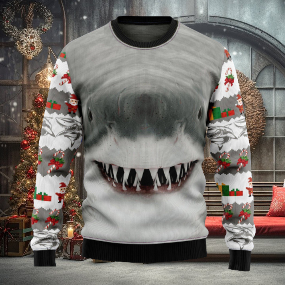 Shark Cute Face Ugly Christmas Sweater Thankgiving Gift Men Women Shark Cute Face Ugly Christmas Sweater Thankgiving Gift Men Women