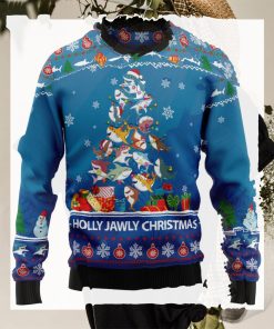 Shark Holly Jawly Unisex Sweater Christmas Outfit   Retro Christmas Sweater