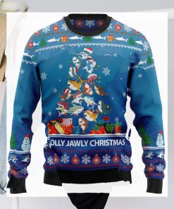 Shark Holly Jawly Unisex Sweater Christmas Outfit   Retro Christmas Sweater