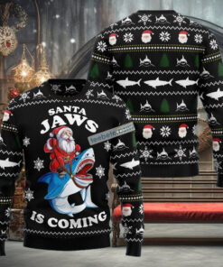 Shark Santa Jaws Is Coming Ugliest Ugly Christmas Sweater