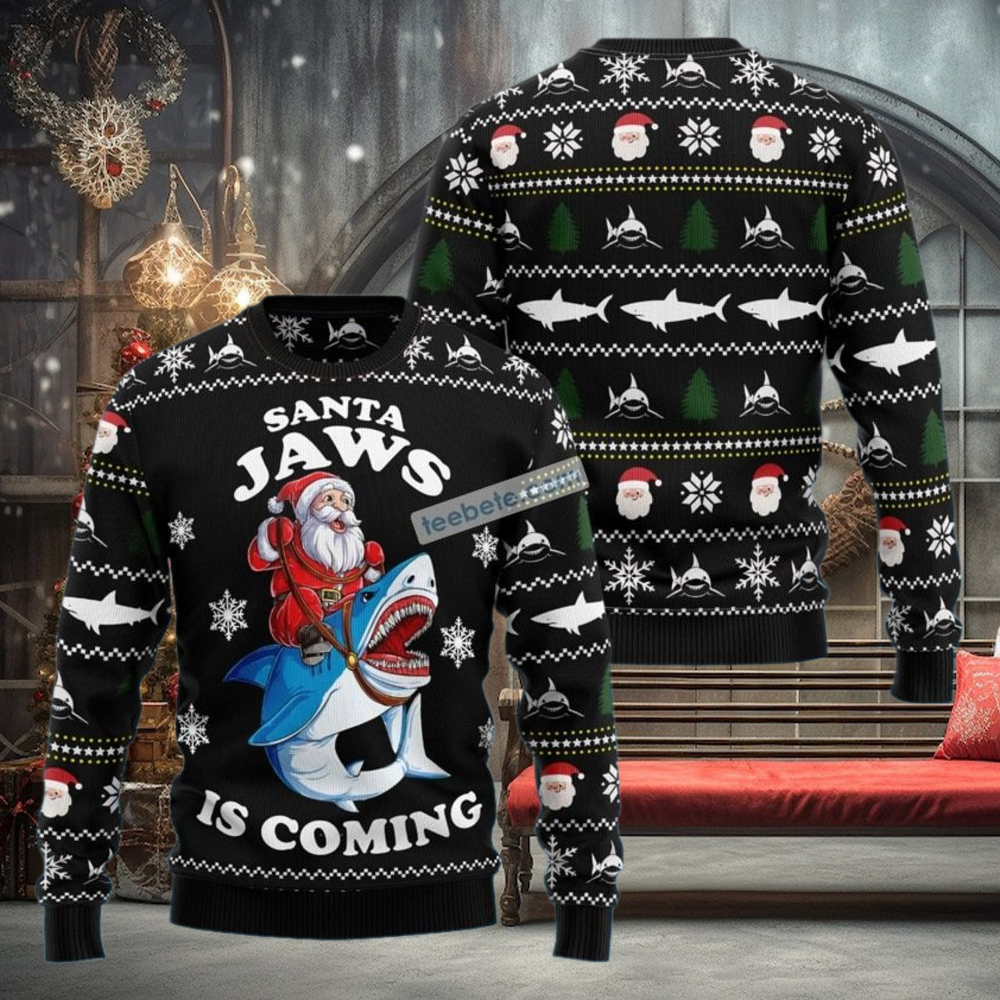 Shark Santa Jaws Is Coming Ugliest Ugly Christmas Sweater Shark Santa Jaws Is Coming Ugliest Ugly Christmas Sweater