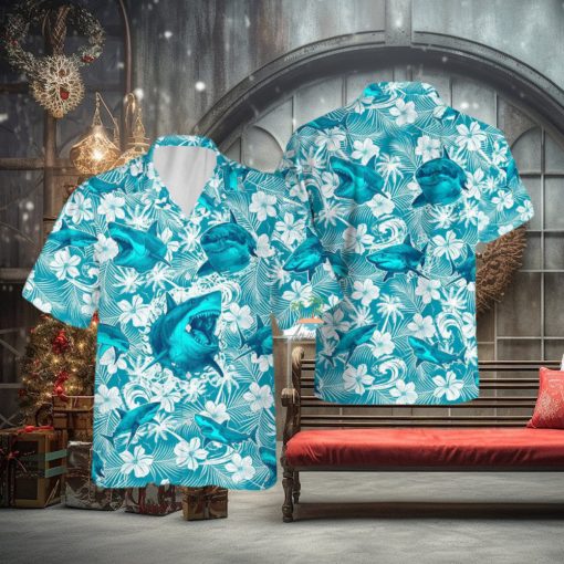 Shark Teal Hawaiian Shirt