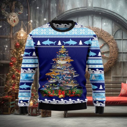 Shark Tree Ugly Christmas Sweater Gift Men Women