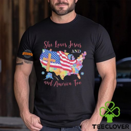 She Loves Jesus And America Too 4th Of July Shirt