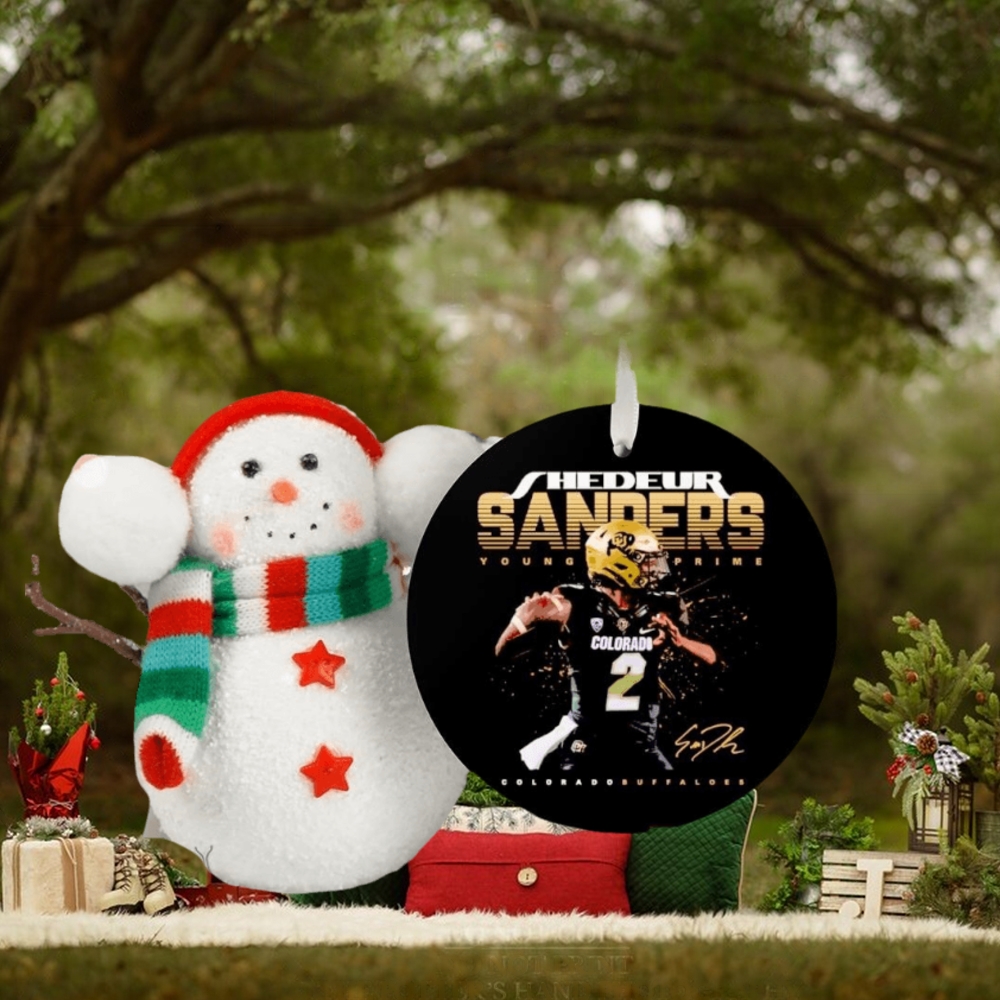 Shedeur Sanders Colorado Buffaloes Young Prime signature ornament Shedeur Sanders Colorado Buffaloes Young Prime signature ornament