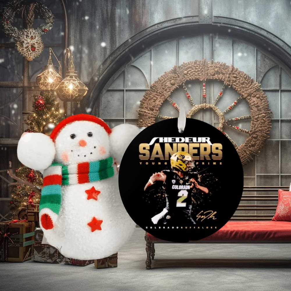 Shedeur Sanders Colorado Buffaloes Young Prime signature ornament Shedeur Sanders Colorado Buffaloes Young Prime signature ornament