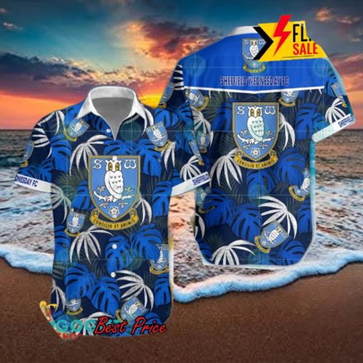 Sheffield Wednesday FC Big Logo Tropical Leaves Hawaiian Shirt And Shorts