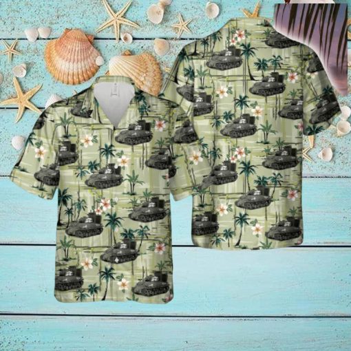 Sherman M4E8 HVSS 105mm 711th Tank Battalion U.S. Army Okinawa 1945 Hawaiian Shirt