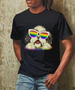 Shih Tzu Dog Gay Pride Flag Sunglasses LGBT Dog Lovers shirt