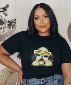 Shih Tzu Dog Gay Pride Flag Sunglasses LGBT Dog Lovers shirt