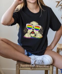 Shih Tzu Dog Gay Pride Flag Sunglasses LGBT Dog Lovers shirt