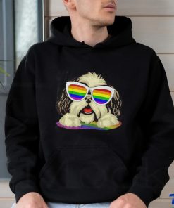 Shih Tzu Dog Gay Pride Flag Sunglasses LGBT Dog Lovers shirt