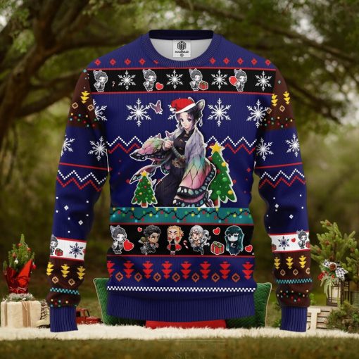 Shinobu Kocho Demon Slayer Anime Blue Funny Ideas Ugly Christmas Sweater Gift Thanksgiving