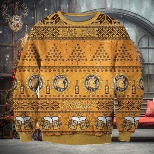 Shock Top Belgian Unfiltered Beer Ugly Christmas Sweater