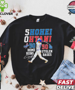 Shohei Ohtani 50 home runs 50 stolen bases signature shirt