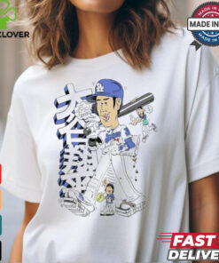 Shohei Ohtani Los Angeles Dodgers 1st 50 50 Season Caricature t shirt 1 Shohei Ohtani Los Angeles Dodgers 1st 50 50 Season Caricature t shirt