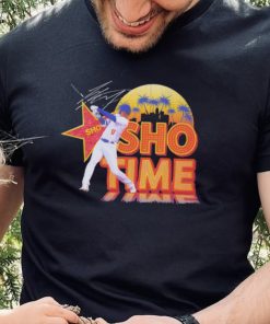 Shohei Ohtani Los Angeles Dodgers baseball player pose Sho time skyline signature shirt