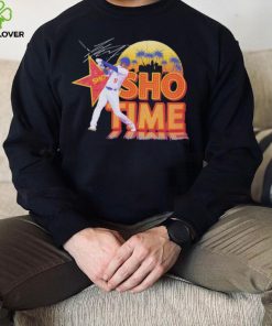 Shohei Ohtani Los Angeles Dodgers baseball player pose Sho time skyline signature shirt