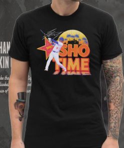 Shohei Ohtani Los Angeles Dodgers baseball player pose Sho time skyline signature shirt