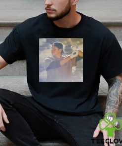 Shohei Ohtani Los Angeles Dodgers slugger swing photo shirt