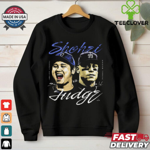 Shohei Ohtani Los Angeles Dodgers vs. Aaron Judge New York Yankees Heavyweight Showdown Signatures t shirt
