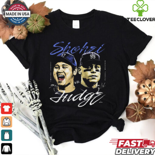 Shohei Ohtani Los Angeles Dodgers vs. Aaron Judge New York Yankees Heavyweight Showdown Signatures t shirt