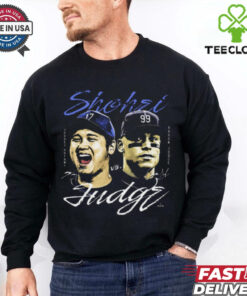 Shohei Ohtani Los Angeles Dodgers vs. Aaron Judge New York Yankees Heavyweight Showdown Signatures t shirt