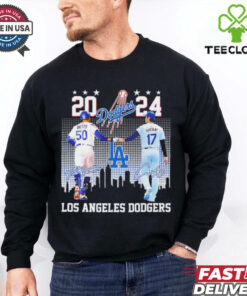 Shohei Ohtani Mookie Betts Los Angeles Dodgers 2024 skyline signature shirt