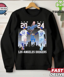 Shohei Ohtani Mookie Betts Los Angeles Dodgers 2024 skyline signature shirt 2 Shohei Ohtani Mookie Betts Los Angeles Dodgers 2024 skyline signature shirt