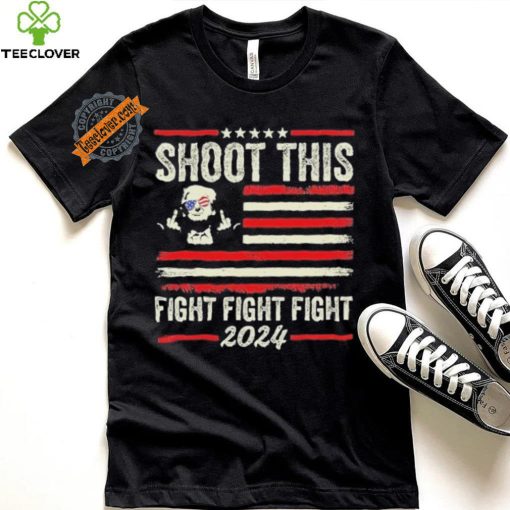 Shoot This Fight Fight Fight Trump 2024 American Flag Vintage Shirt