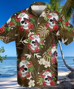 Shop Flowers Skull Summer Vibe Rose Tropical Hawaiian Aloha Shirts