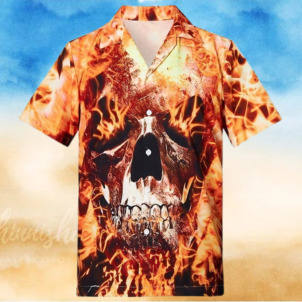 Shop Mens Hawaiian Shirts Fire Skull