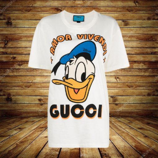 Shop White Gucci X Disney Donald Duck T- shirt