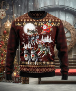 Siberian Husky And Reindeers Car Ugly Christmas Sweater
