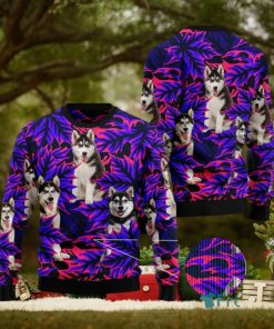 Siberian Husky Leaves Ugly 3D Sweater Gift For Men And Women