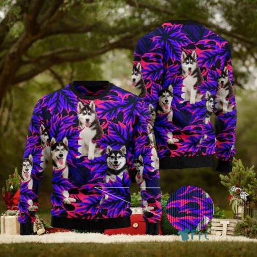 Siberian Husky Leaves Ugly 3D Sweater Gift For Men And Women